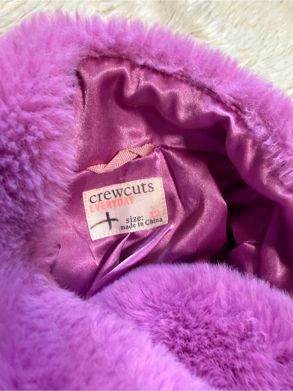 Crewcuts Orchid Faux Fur Peacoat - Size 12
